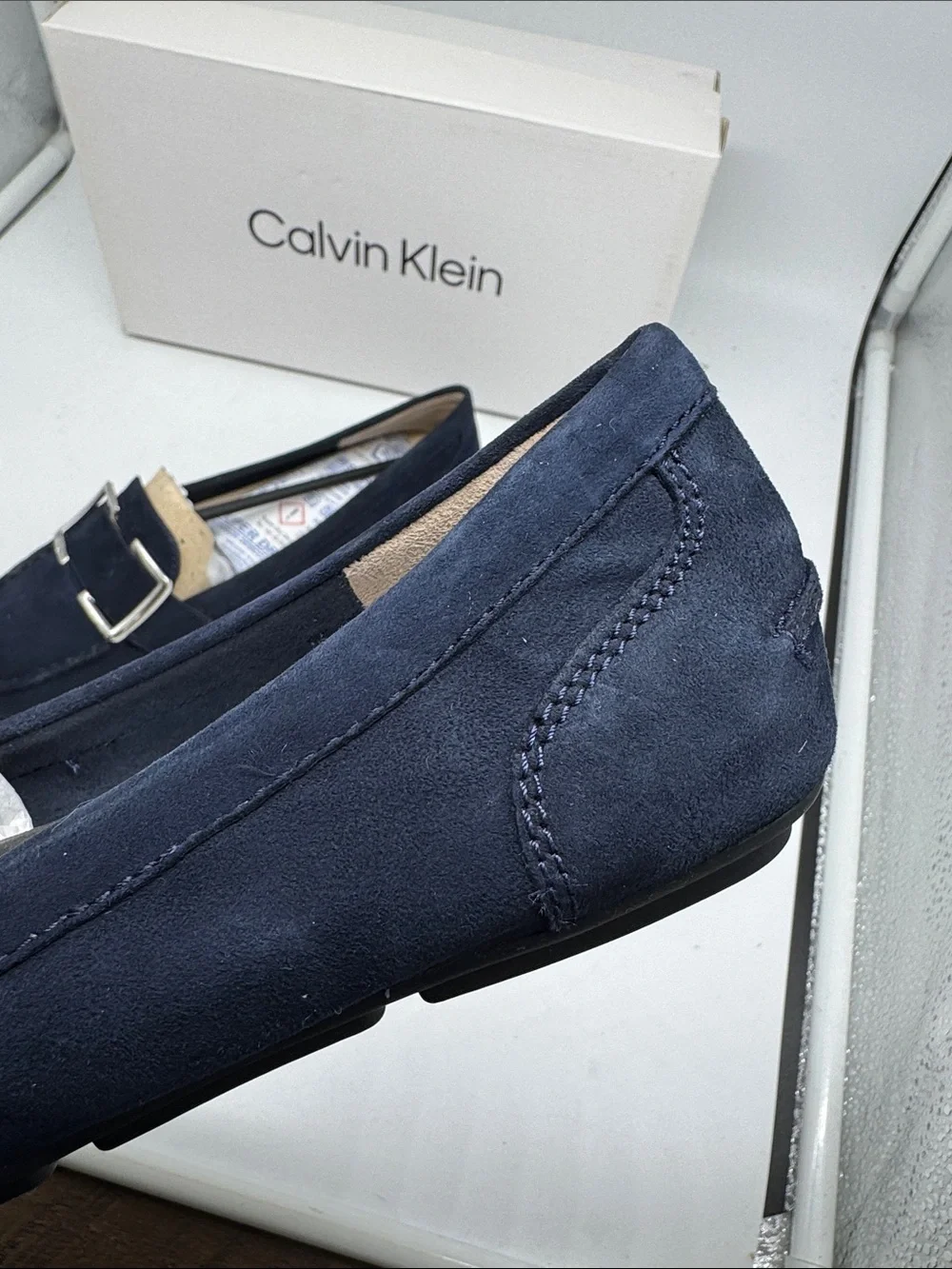 Calvin Klein Navy Blue Suede Lydia Loafers Size‎ 6